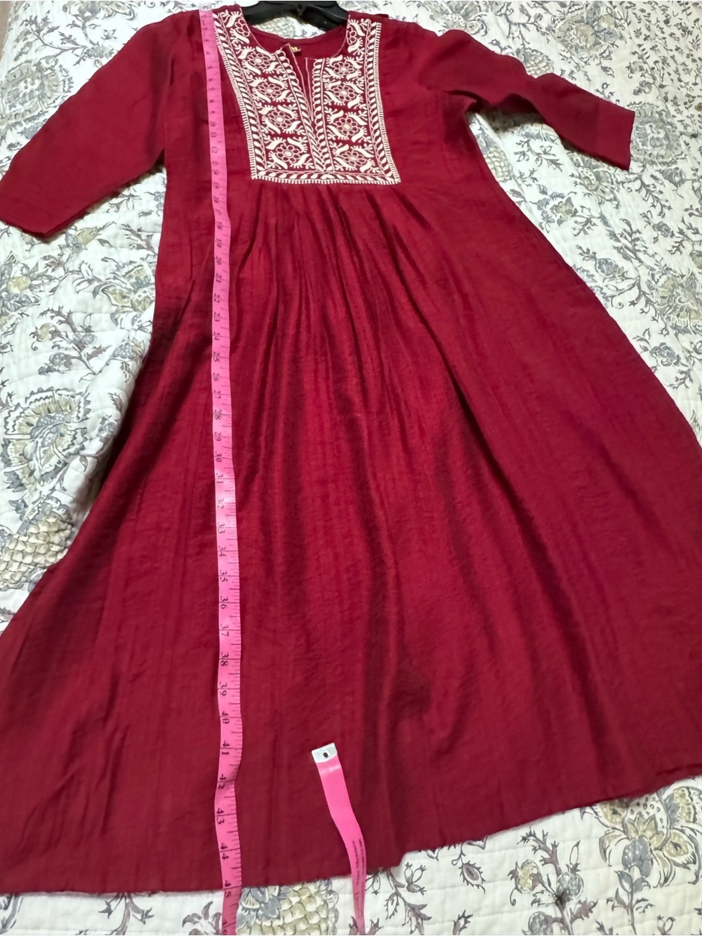 Embroidered Maroon  Dress NWOT